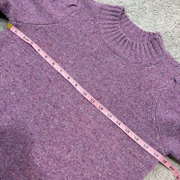 Faherty Lavender Boone Merino Wool Blend Puff Sleeve Sweater S - Picture 7 of 12